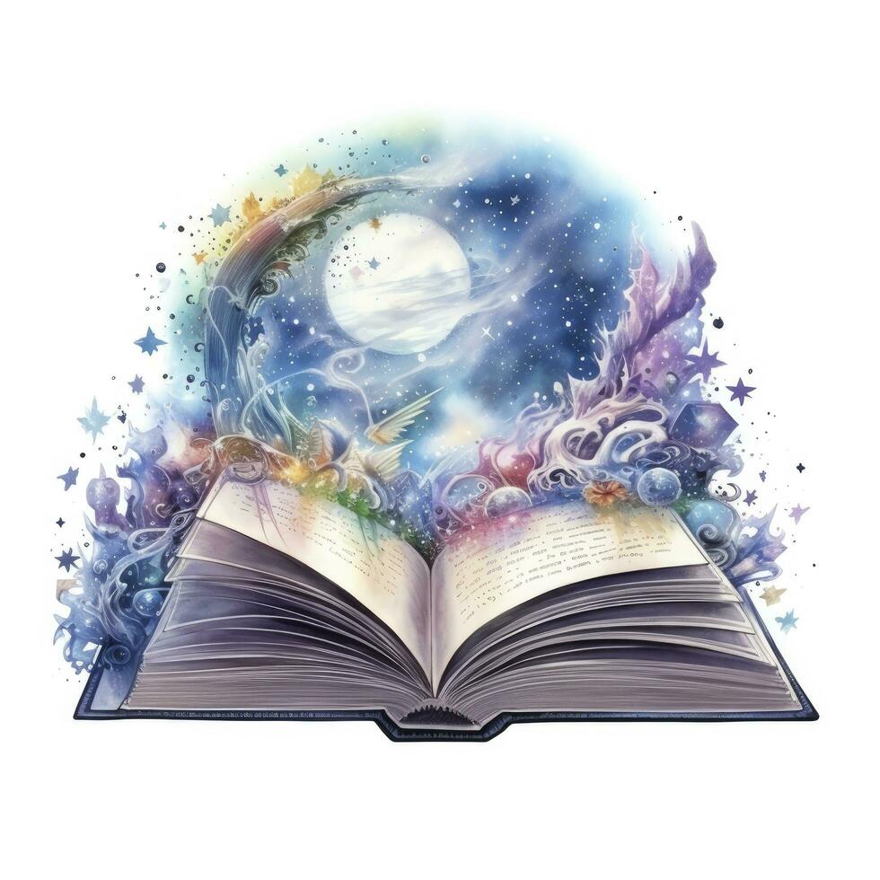 AI generated Galaxy celestial fantasy book watercolor for T-shirt Design. AI Generated photo