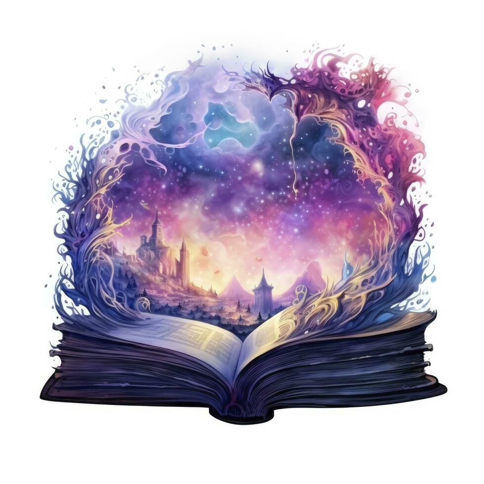 AI generated Galaxy celestial fantasy book watercolor for T-shirt Design. AI Generated photo