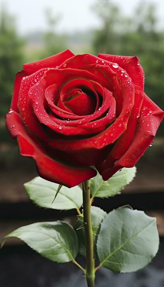 AI generated Red rose for Valentine's Day.  AI Generated photo