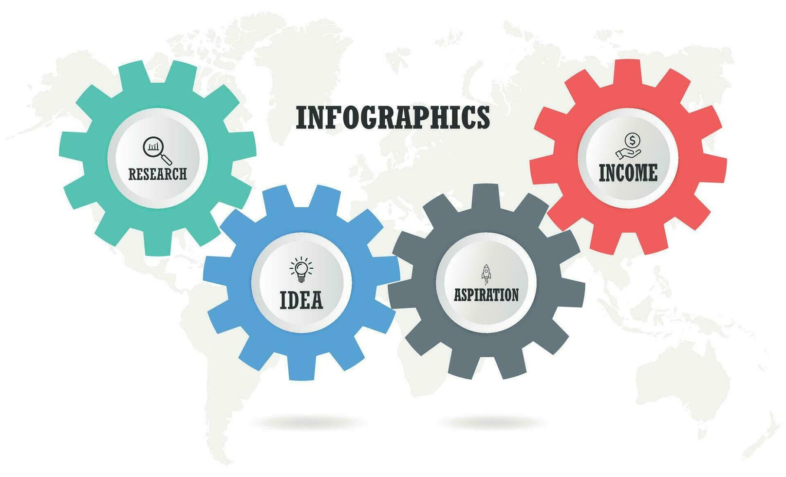 Business infographics. Presentation with 4 steps, options, gears. Vector template.