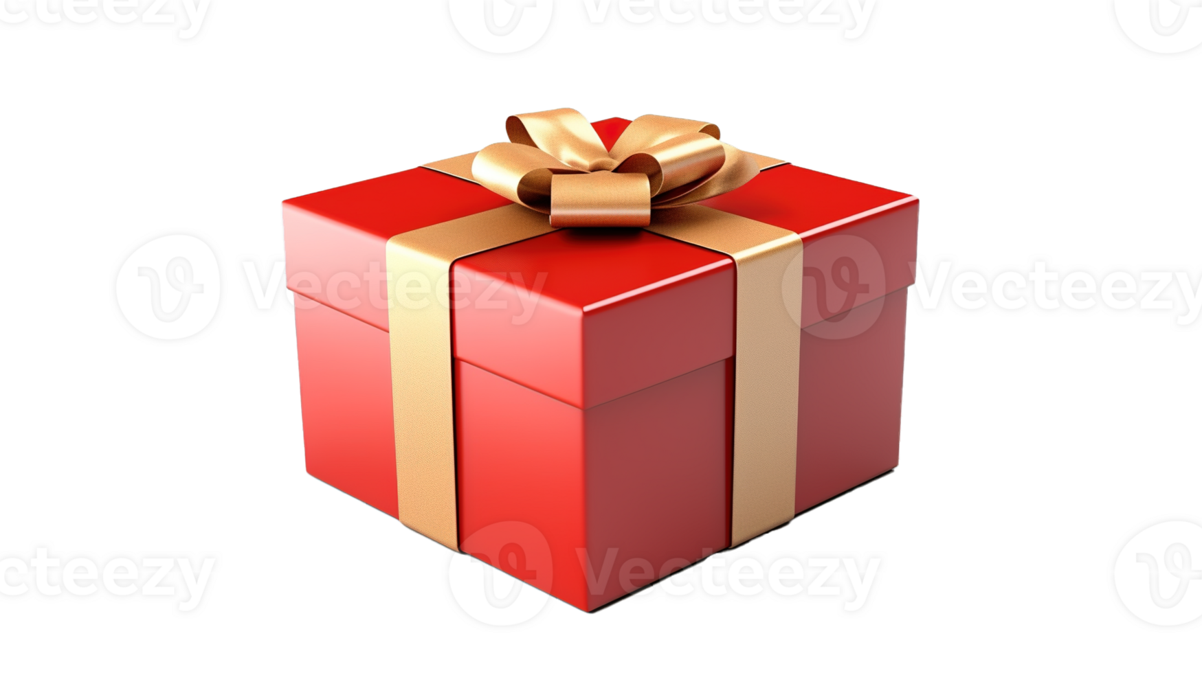 AI generated Gift Box with Red Ribbon Isolated on Transparent Background, PNG File. Birthday, Present, Surprise Concept