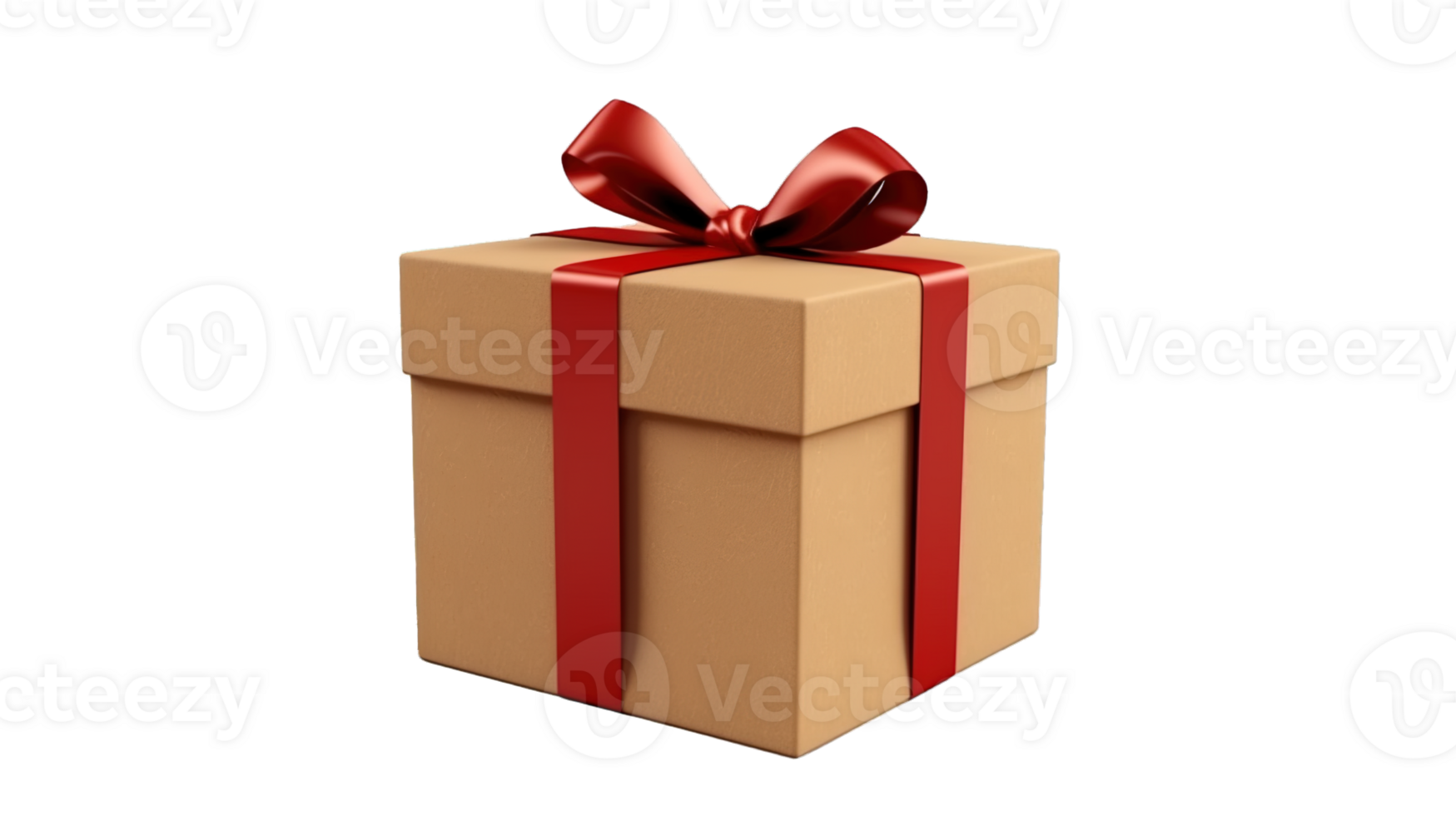 AI generated Gift Box with Red Ribbon Isolated on Transparent Background, PNG File. Birthday, Present, Surprise Concept