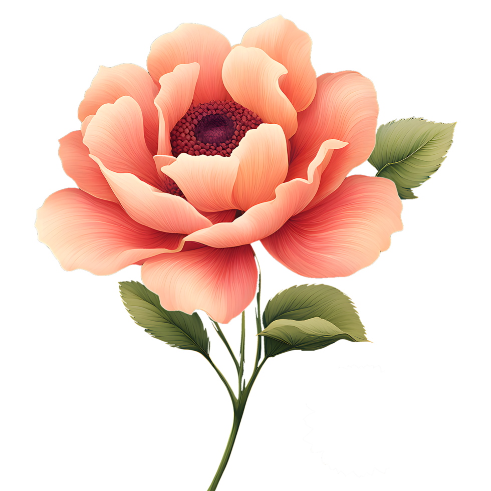 AI generated Gentle Pink Rose Isolated Hand Holding a PNG Flower on a Transparent Background With Green Leaf in Branch