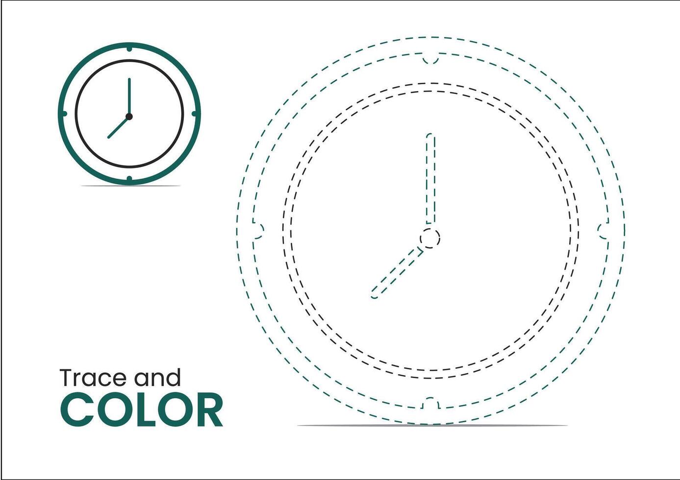 Timeless Elegance Trace and Color for Kids Clock Themed Designs for Every Moment vector