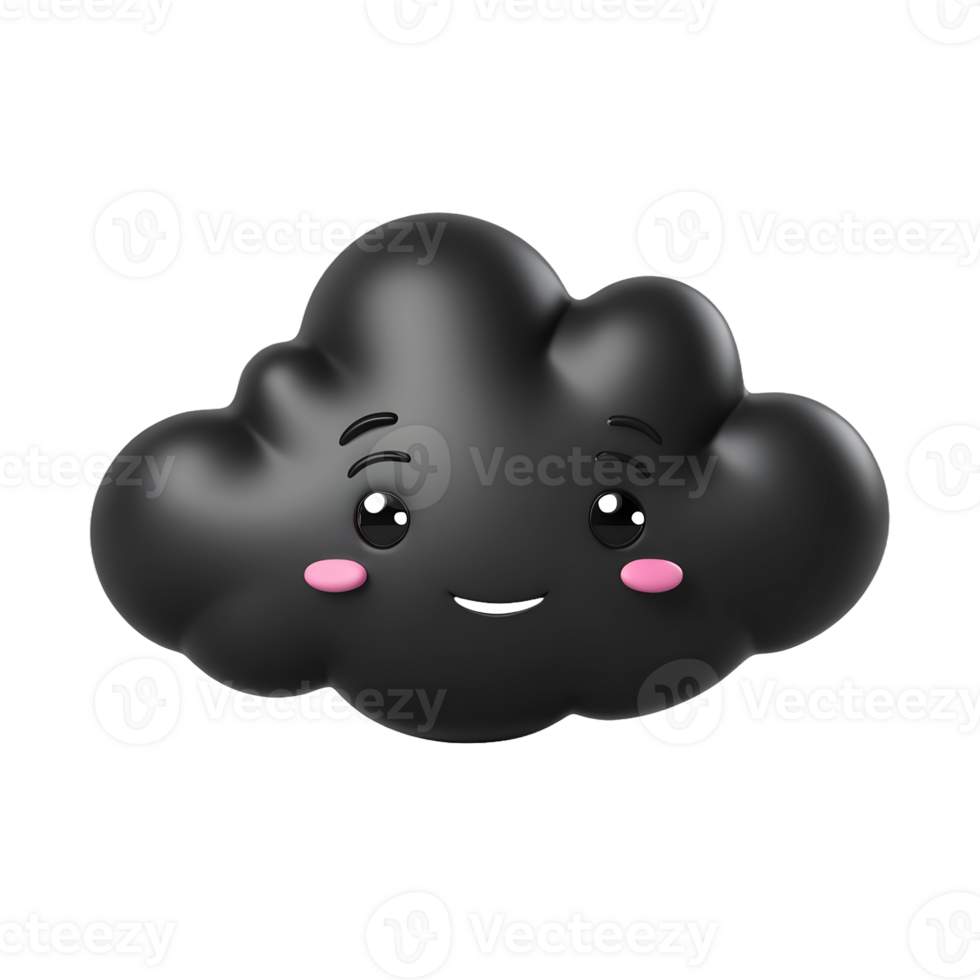 AI generated 3d black cloud computing concept on isolated transparent background png. generated with AI png