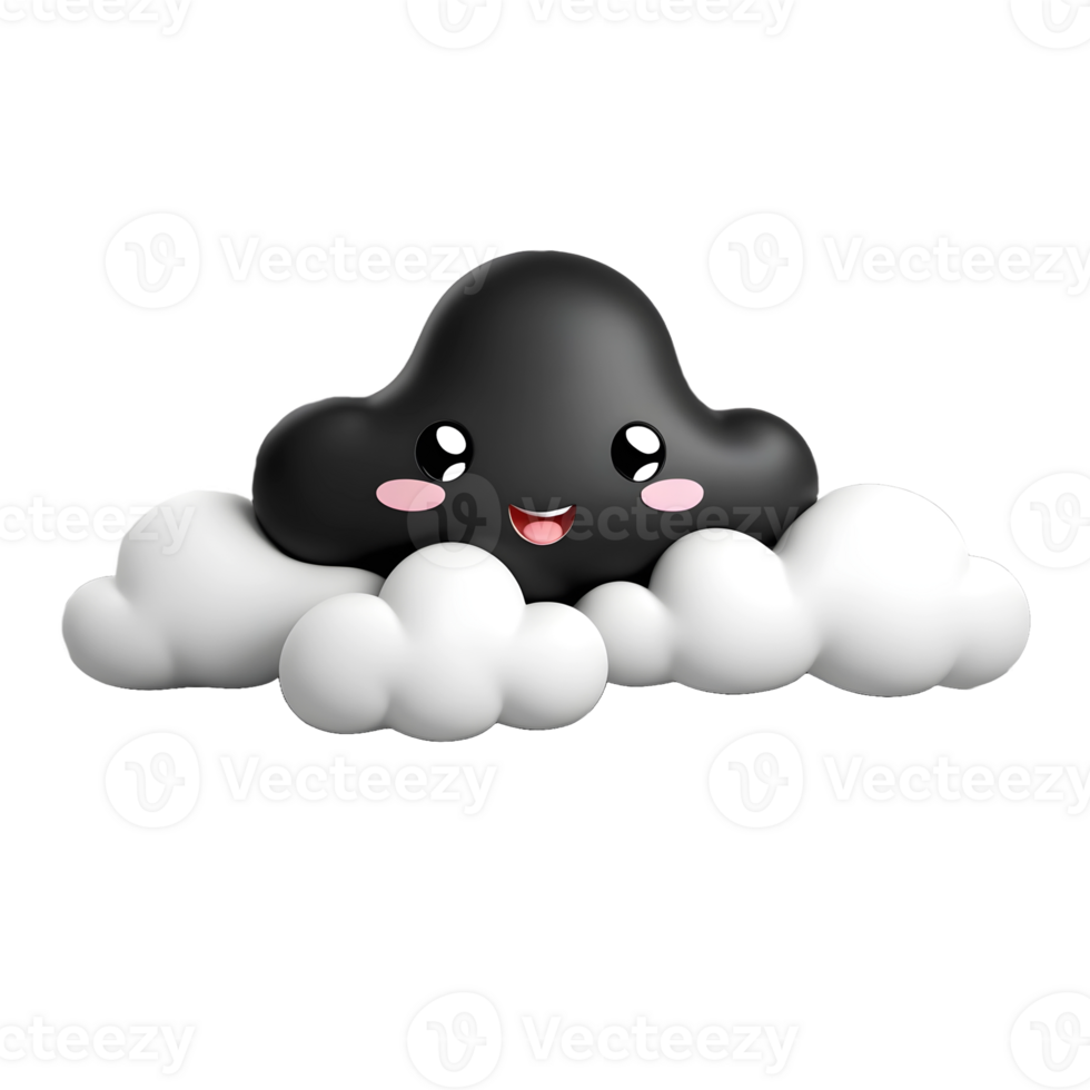 AI generated 3d black cloud computing concept on isolated transparent background png. generated with AI png