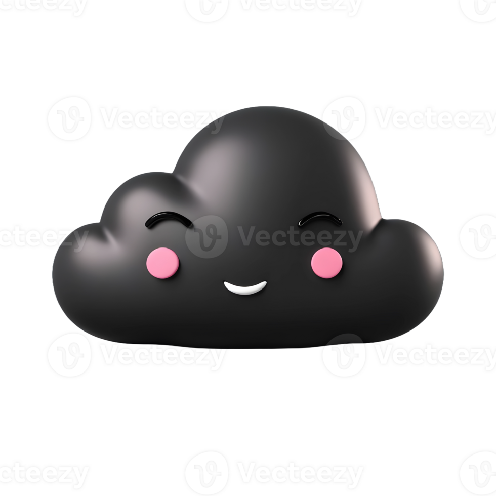 AI generated 3d black cloud computing concept on isolated transparent background png. generated with AI png