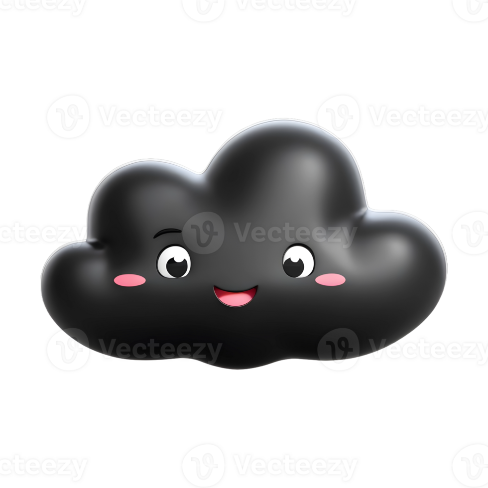AI generated 3d black cloud computing concept on isolated transparent background png. generated with AI png