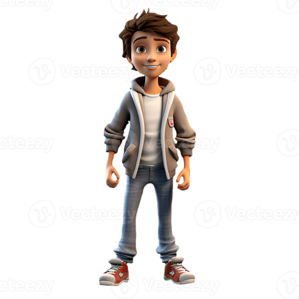AI generated 3D cartoon character a cute student boy, Isolated transparent background png. generated with AI png