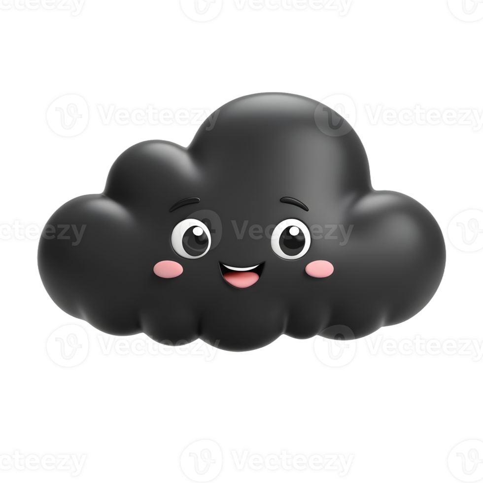AI generated 3d black cloud computing concept on isolated transparent background png. generated with AI png