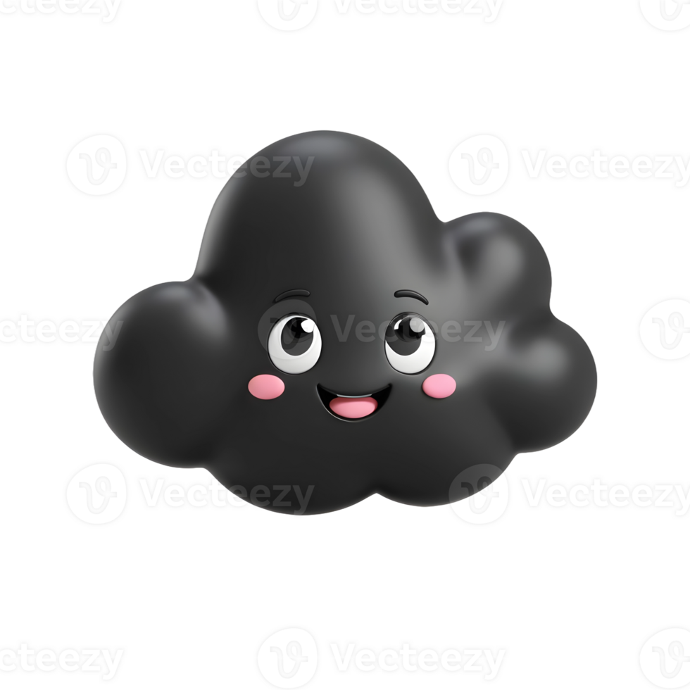 AI generated 3d black cloud computing concept on isolated transparent background png. generated with AI png