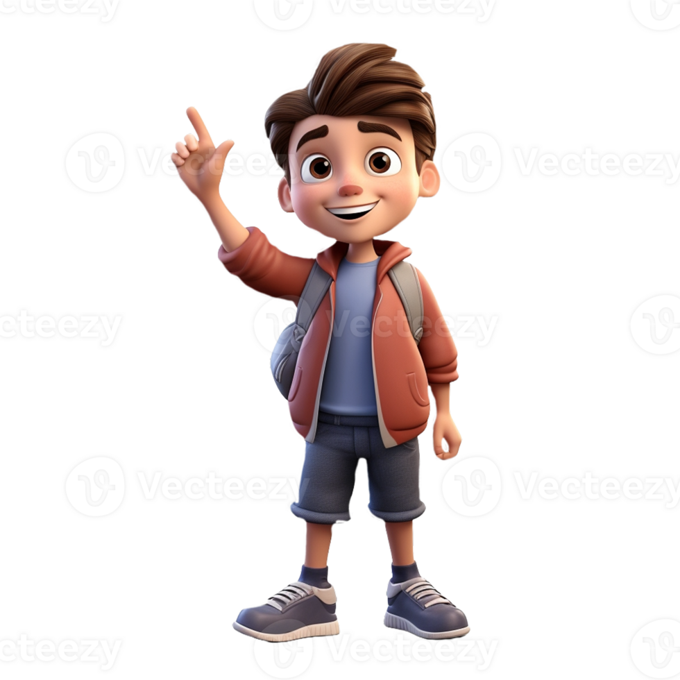 AI generated 3D cartoon character a cute student boy, Isolated transparent background png. generated with AI png