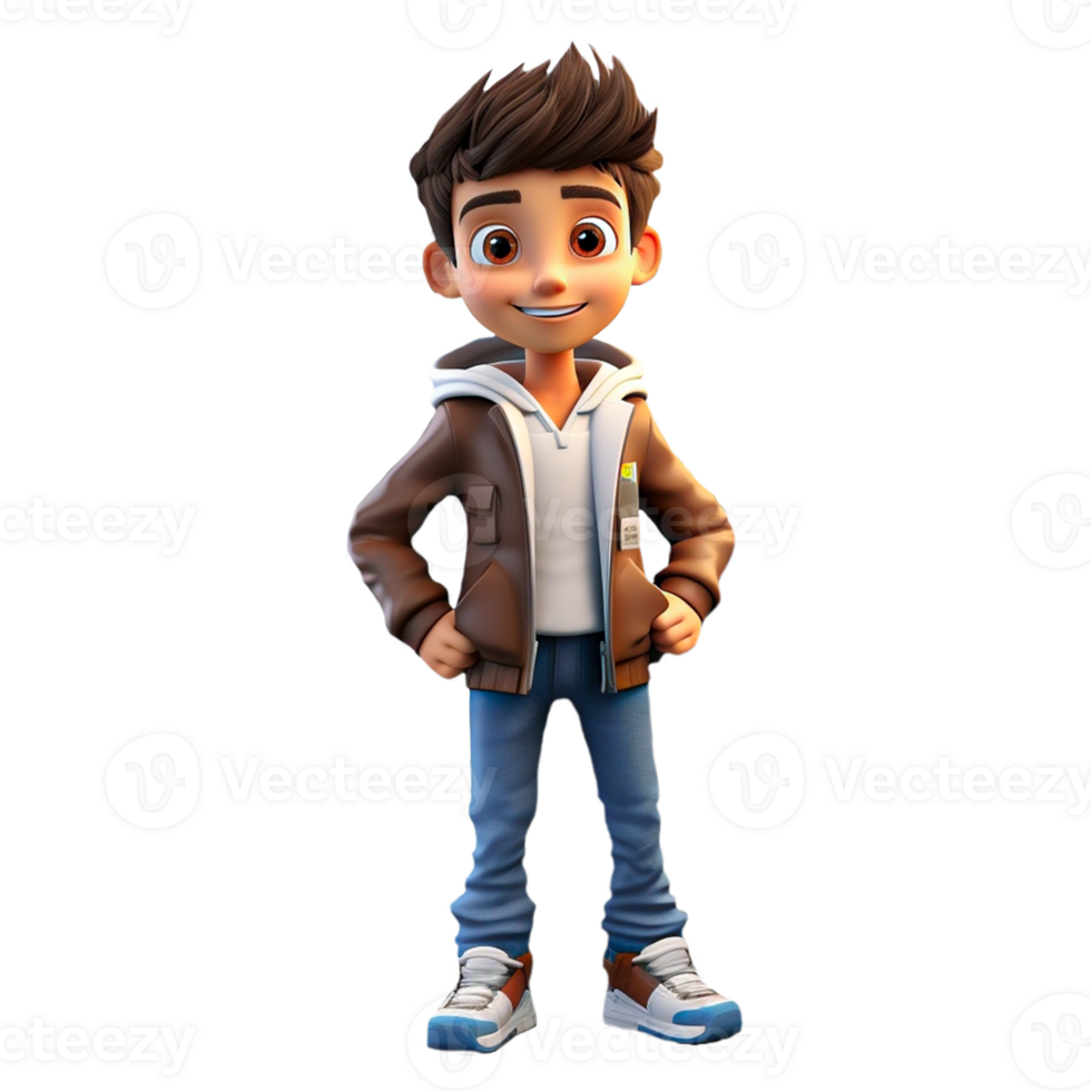 AI generated 3D cartoon character a cute student boy, Isolated transparent background png. generated with AI png