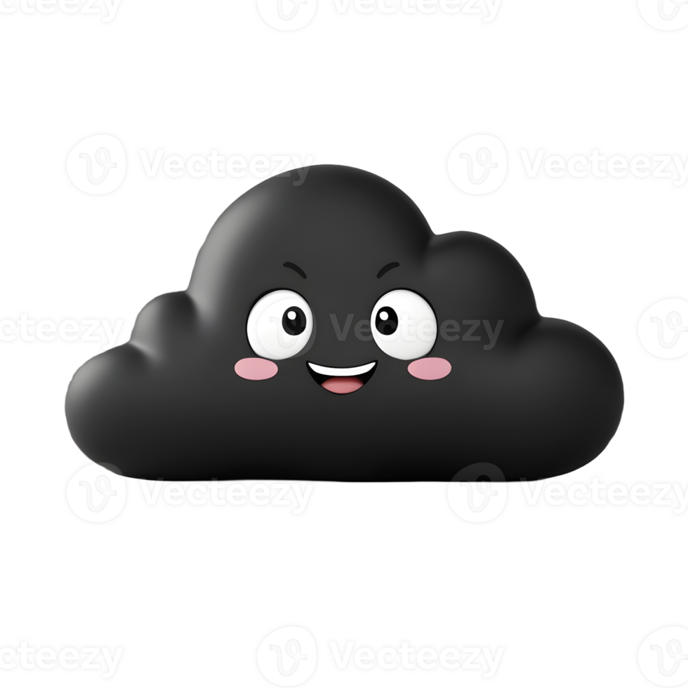 AI generated 3d black cloud computing concept on isolated transparent background png. generated with AI png