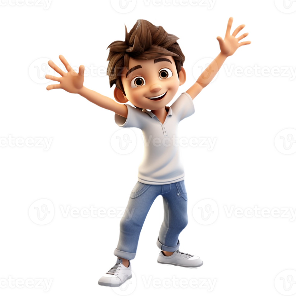 AI generated 3D cartoon character a cute student boy, Isolated transparent background png. generated with AI png