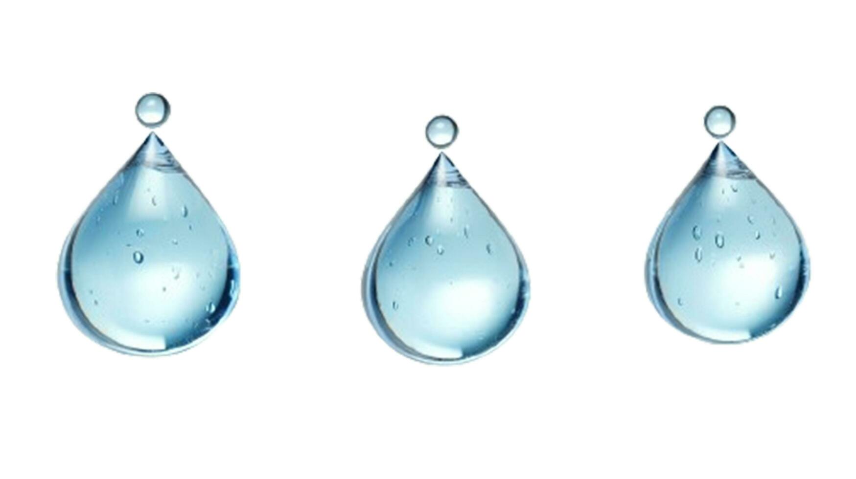 AI generated Set of water droplets isolated on transparent or white background, png photo