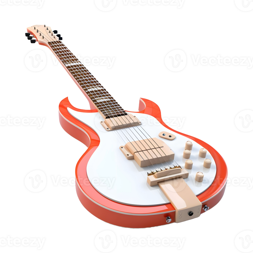 AI generated 3D Rendering of a Colorful Guitar on Transparent Background - Ai Generated png