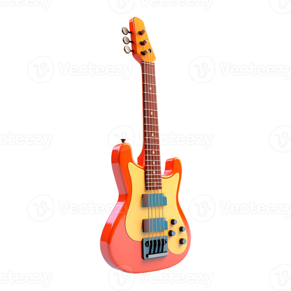 AI generated 3D Rendering of a Colorful Guitar on Transparent Background - Ai Generated png