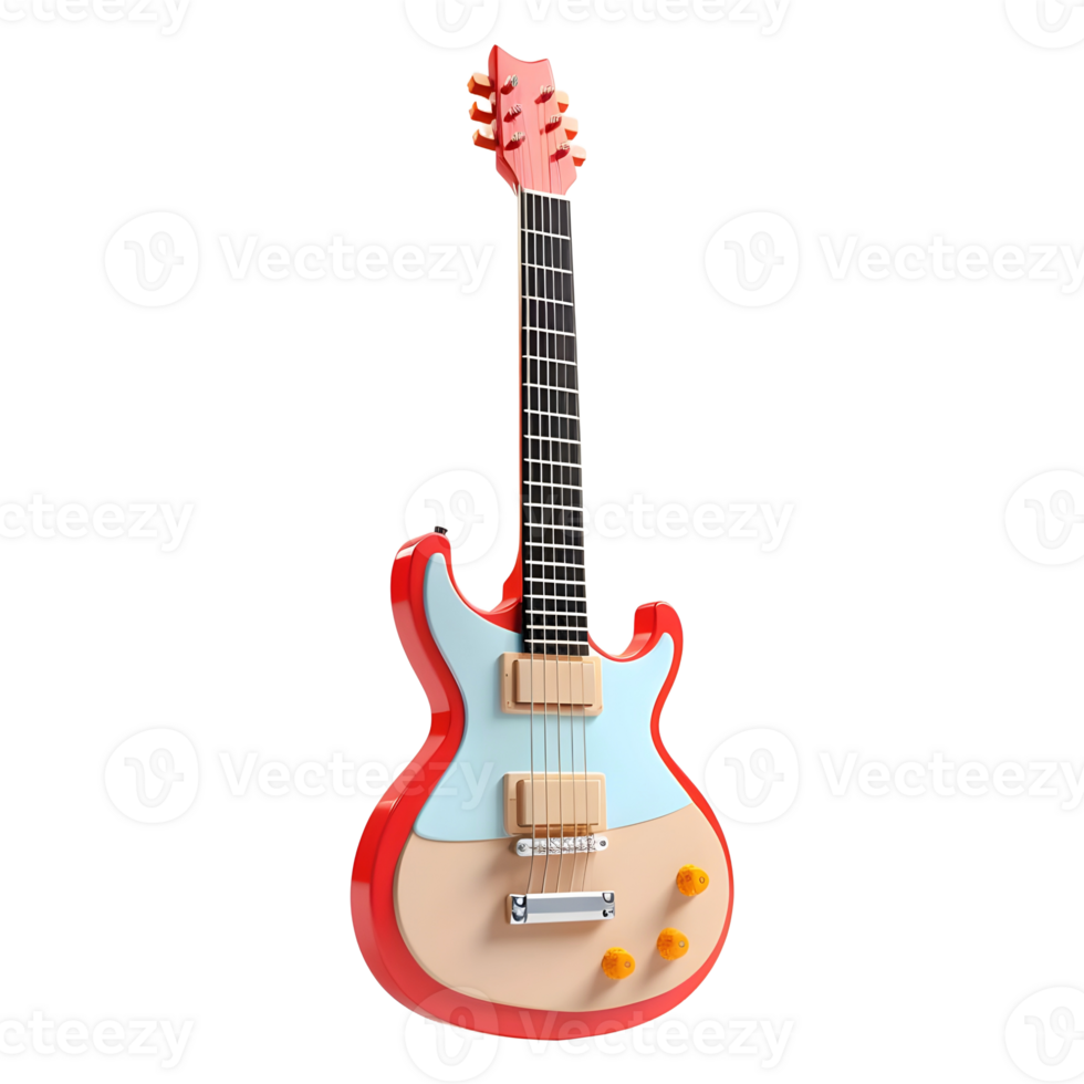 AI generated 3D Rendering of a Colorful Guitar on Transparent Background - Ai Generated png