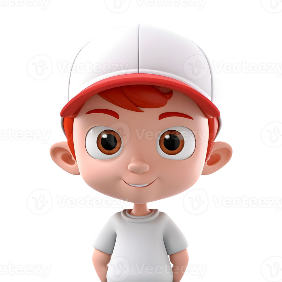 AI generated 3D Rendering of a Cartoon Boy Wearing Cap on Transparent Background - Ai Generated png