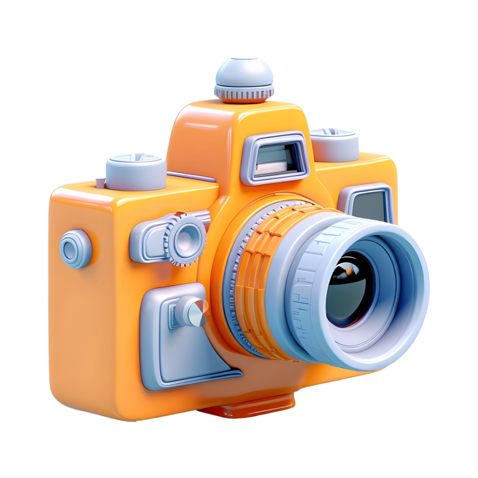 AI generated 3D Rendering of a Vintage Cartoonish Camera on Transparent Background - Ai Generated png