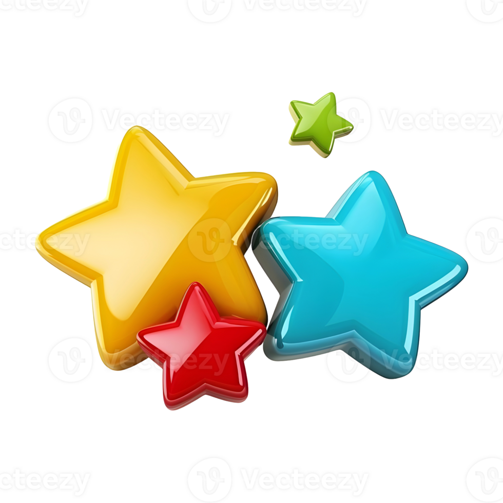 AI generated 3D Rendering of a Colorful Stars on Transparent Background - Ai Generated png