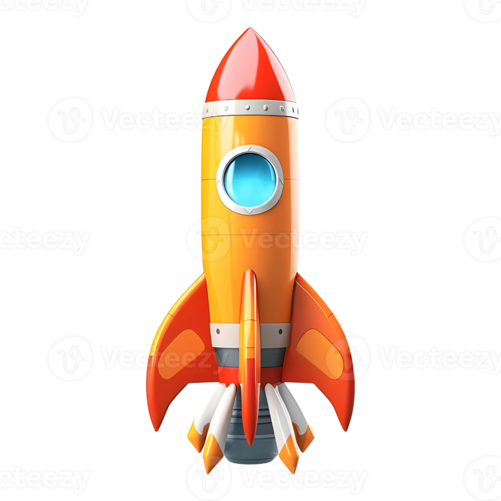 ai generato 3d interpretazione di un' spazio razzo su trasparente sfondo - ai generato png