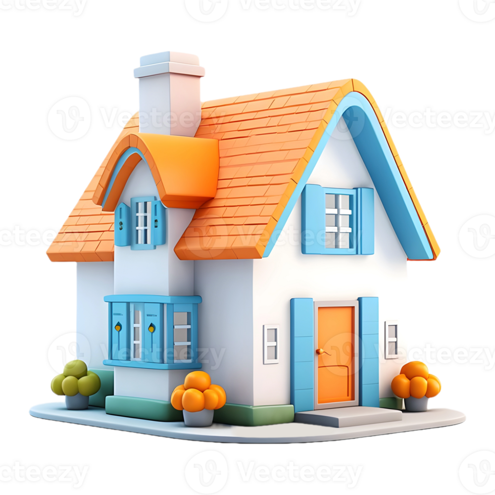 AI generated 3D Rendering of a Real Estate House on Transparent Background - Ai Generated png