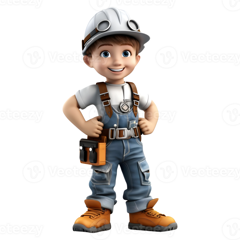 AI generated 3D Rendering of a Construction Worker on Transparent Background - Ai Generated png