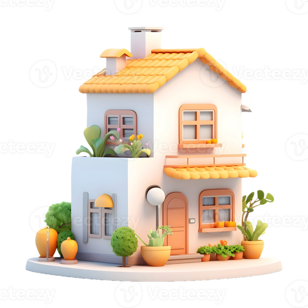 AI generated 3D Rendering of a Real Estate House on Transparent Background - Ai Generated png