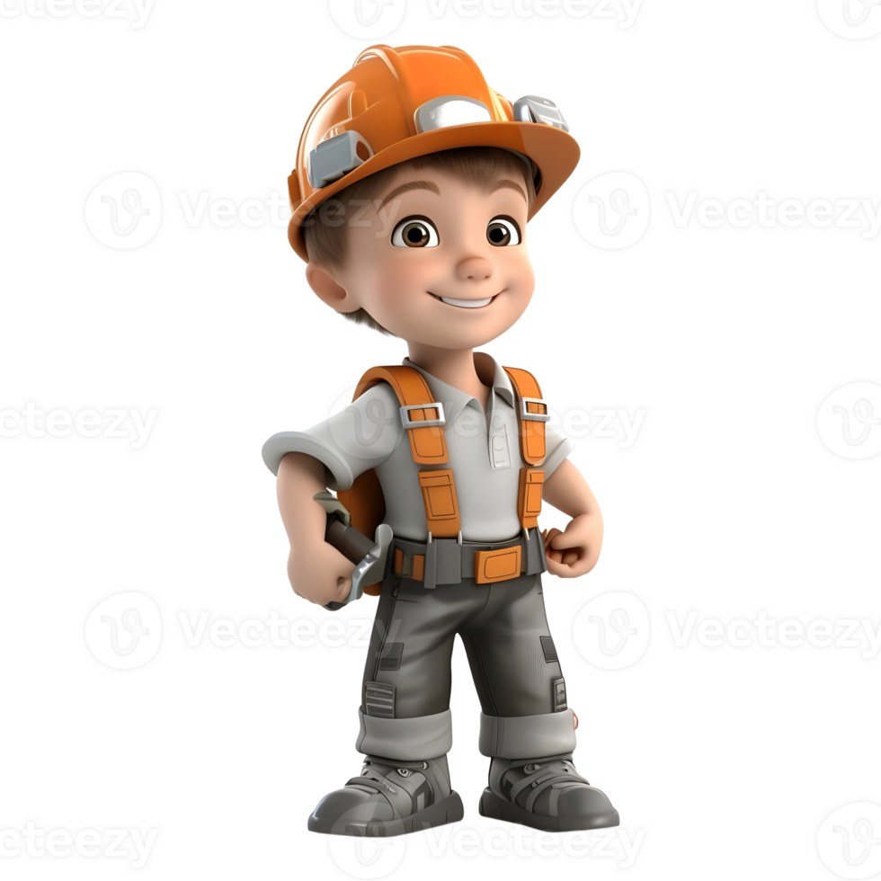 AI generated 3D Rendering of a Construction Worker on Transparent Background - Ai Generated png