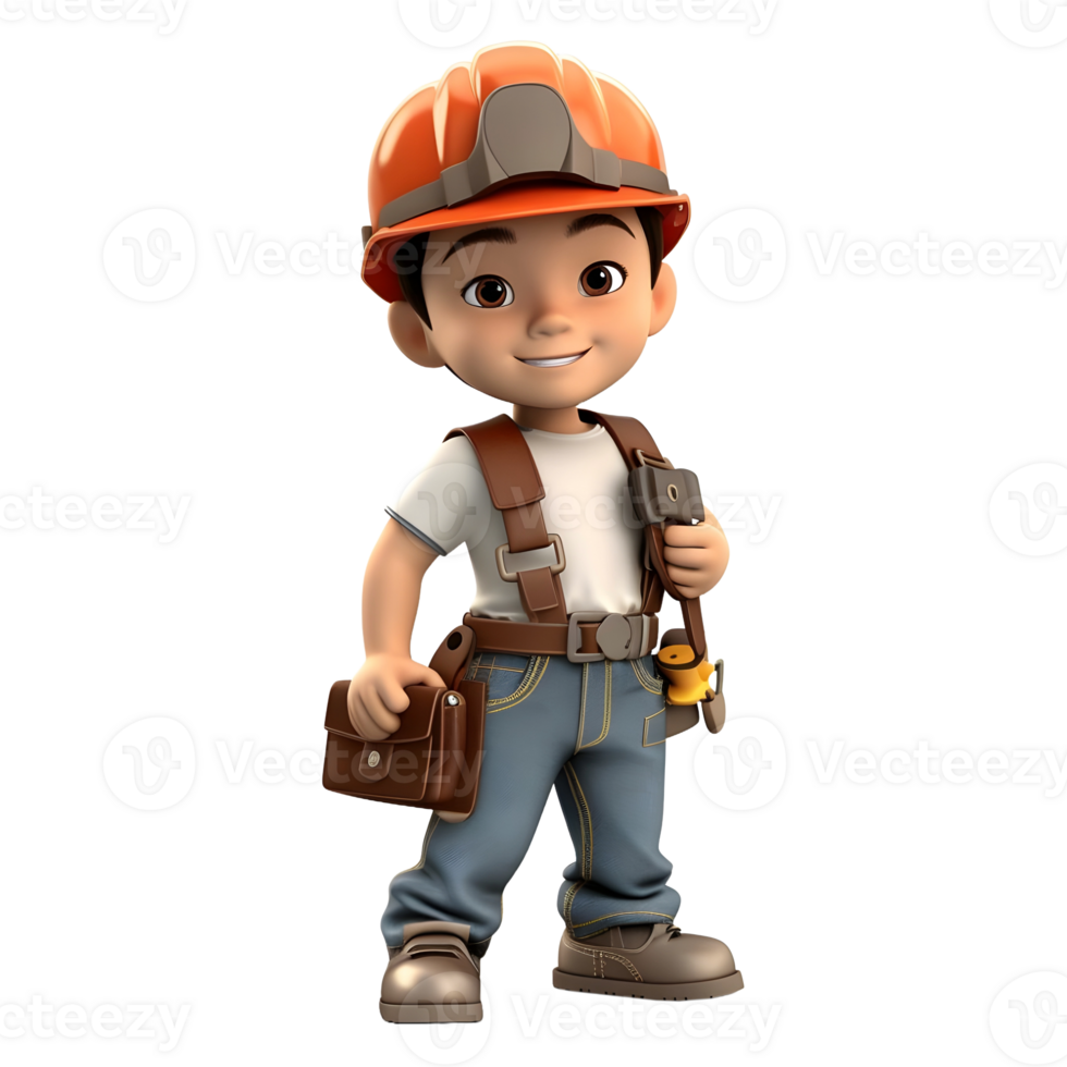 AI generated 3D Rendering of a Construction Worker on Transparent Background - Ai Generated png