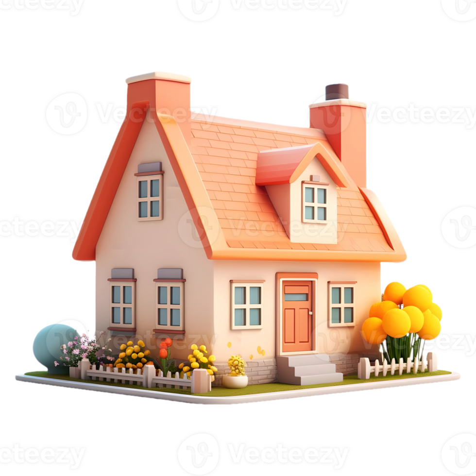 AI generated 3D Rendering of a Real Estate House on Transparent Background - Ai Generated png
