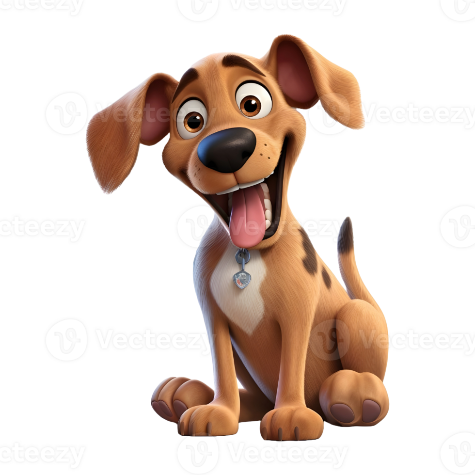 AI generated 3D Rendering of a Smiling Dog on Transparent Background - Ai Generated png