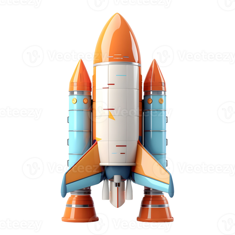 AI generated 3D Rendering of a Space Rocket on Transparent Background - Ai Generated png