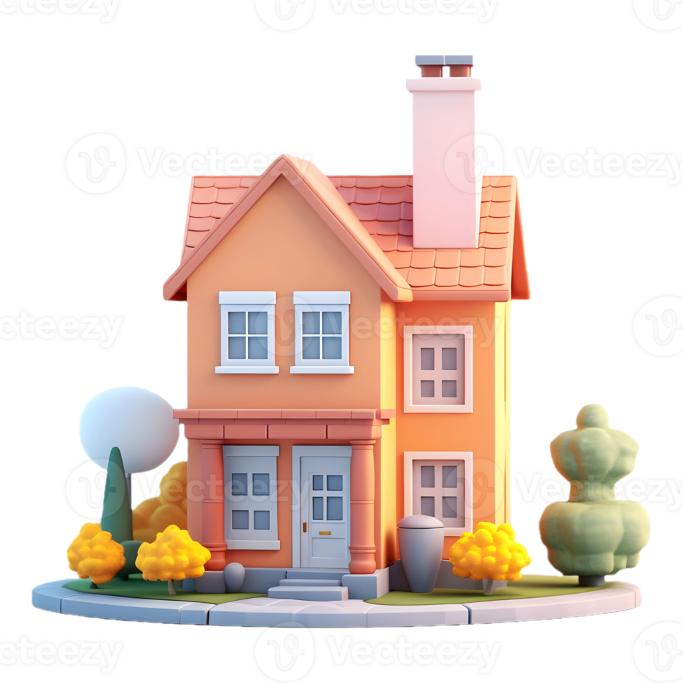 AI generated 3D Rendering of a Real Estate House on Transparent Background - Ai Generated png