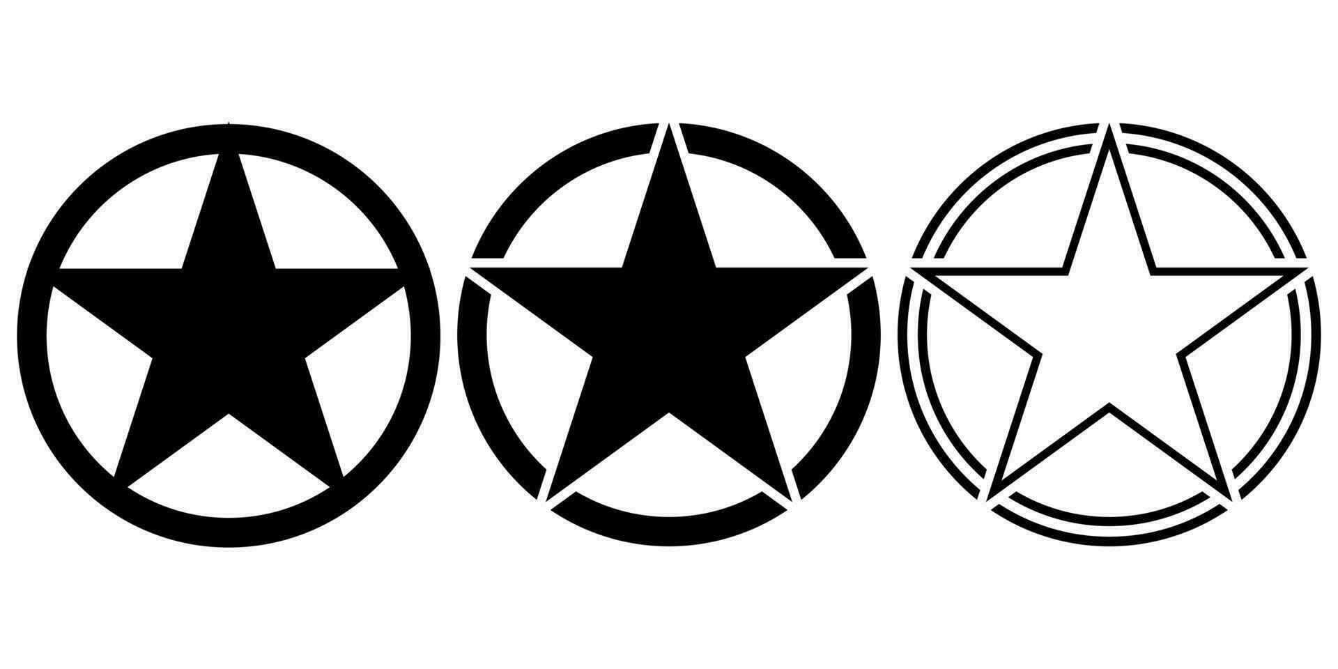 black white U.S Military star badge set vector