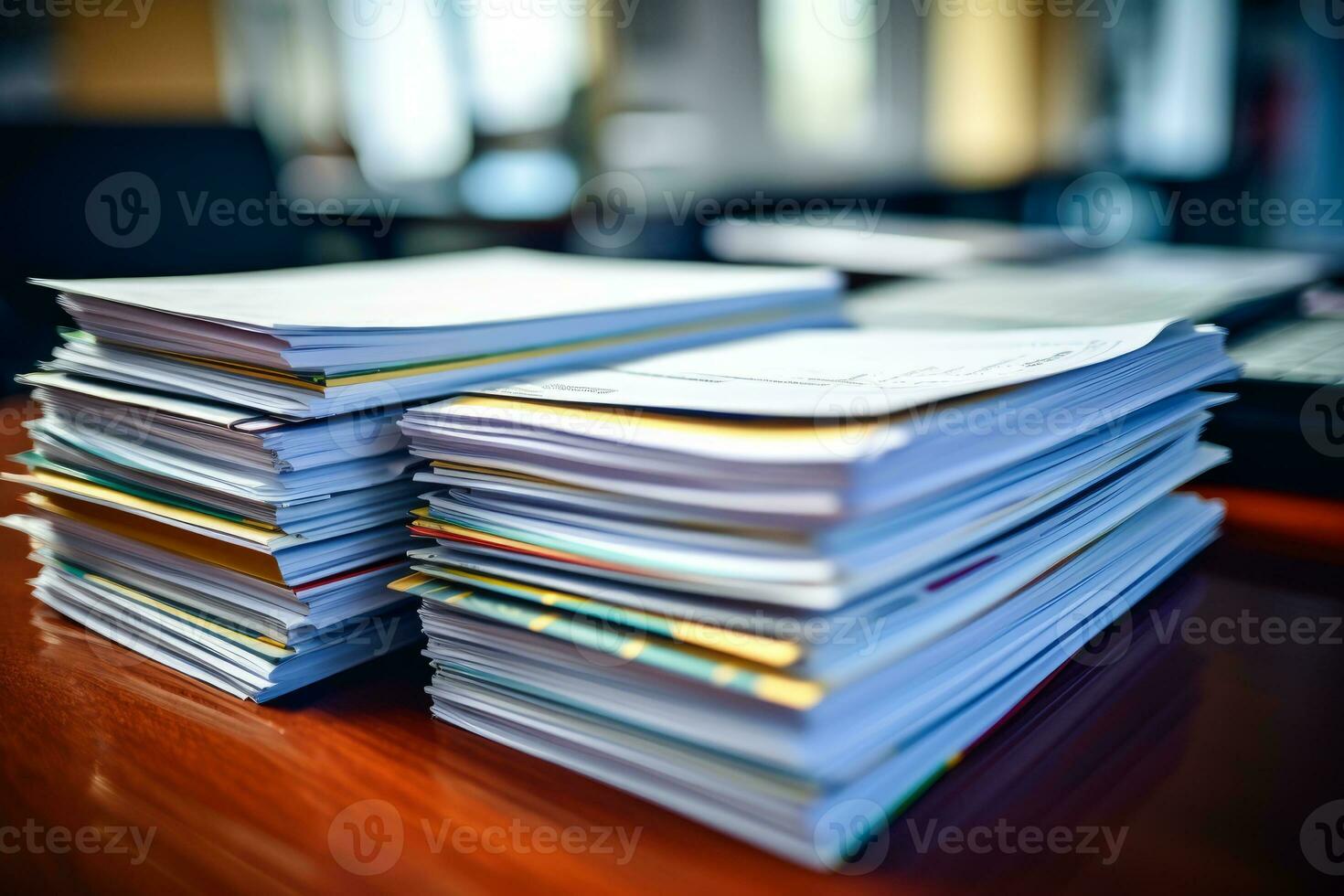 AI generated Photo of a stack of financial reports and charts. Generative AI