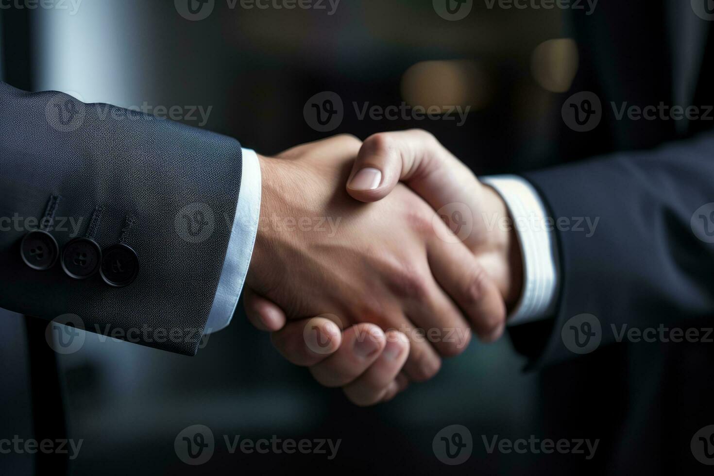 AI generated Photo of a successful handshake between two professionals in suits. Generative AI