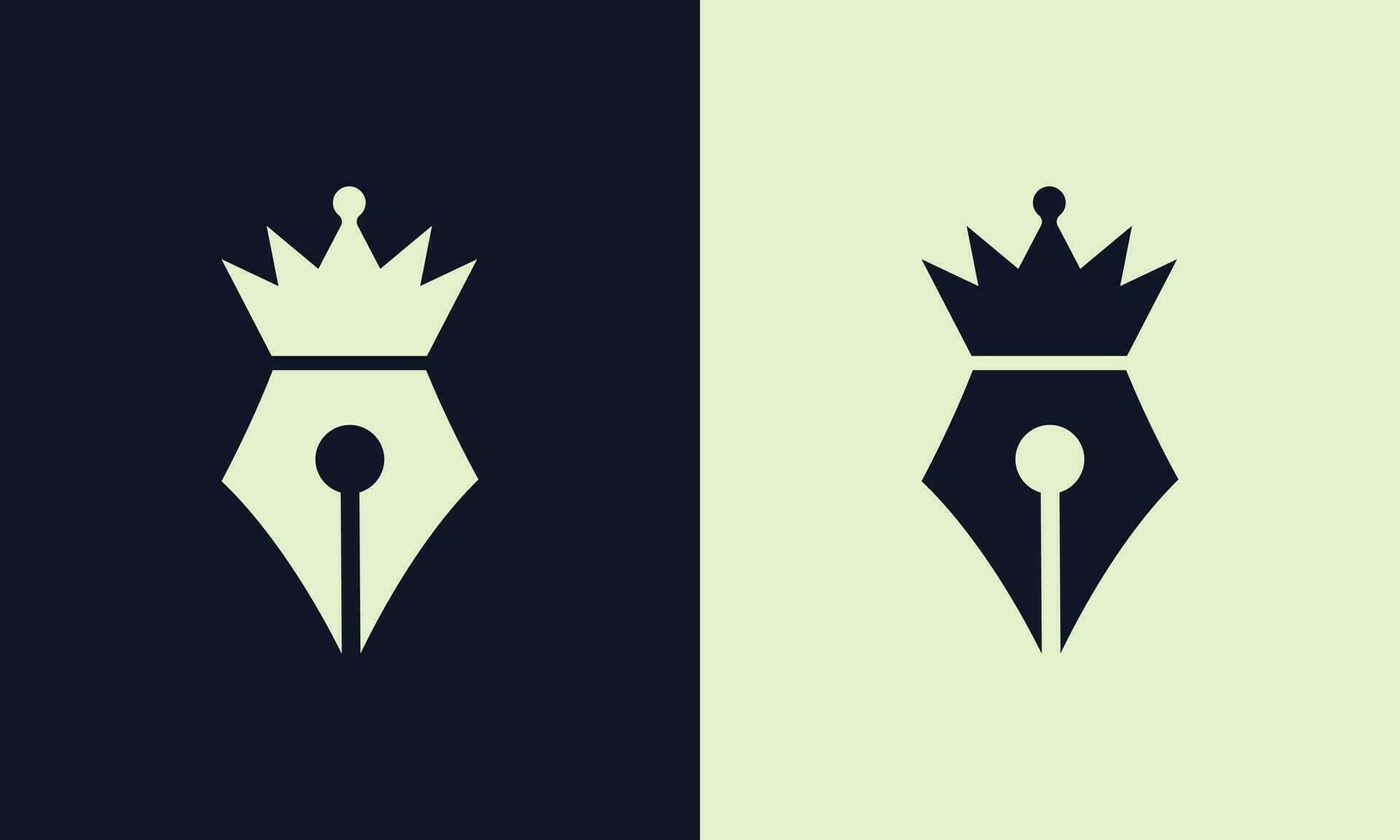 Black pen king logo icon isolated. Pencil vector illustration. Sign of creativity. Creative idea symbol.