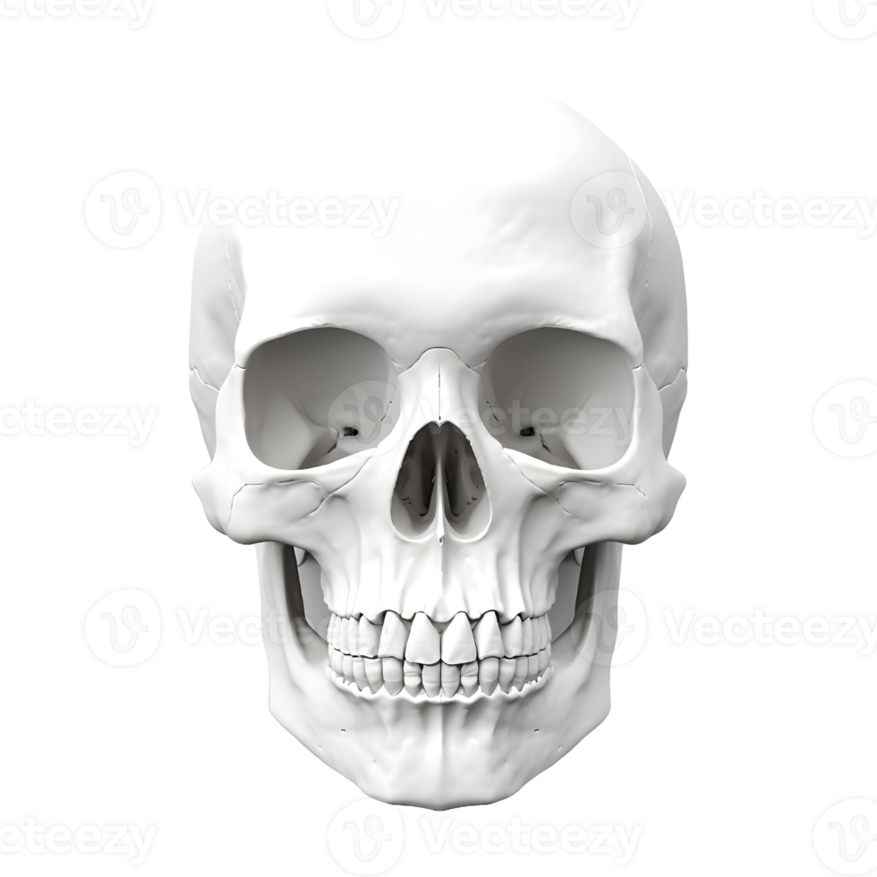 ai generado 3d representación de un humano cráneo en transparente antecedentes - ai generado png