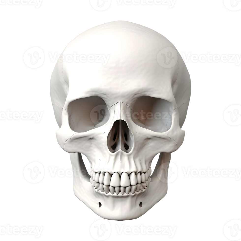 AI generated 3D Rendering of a Human Skull on Transparent Background - Ai Generated png