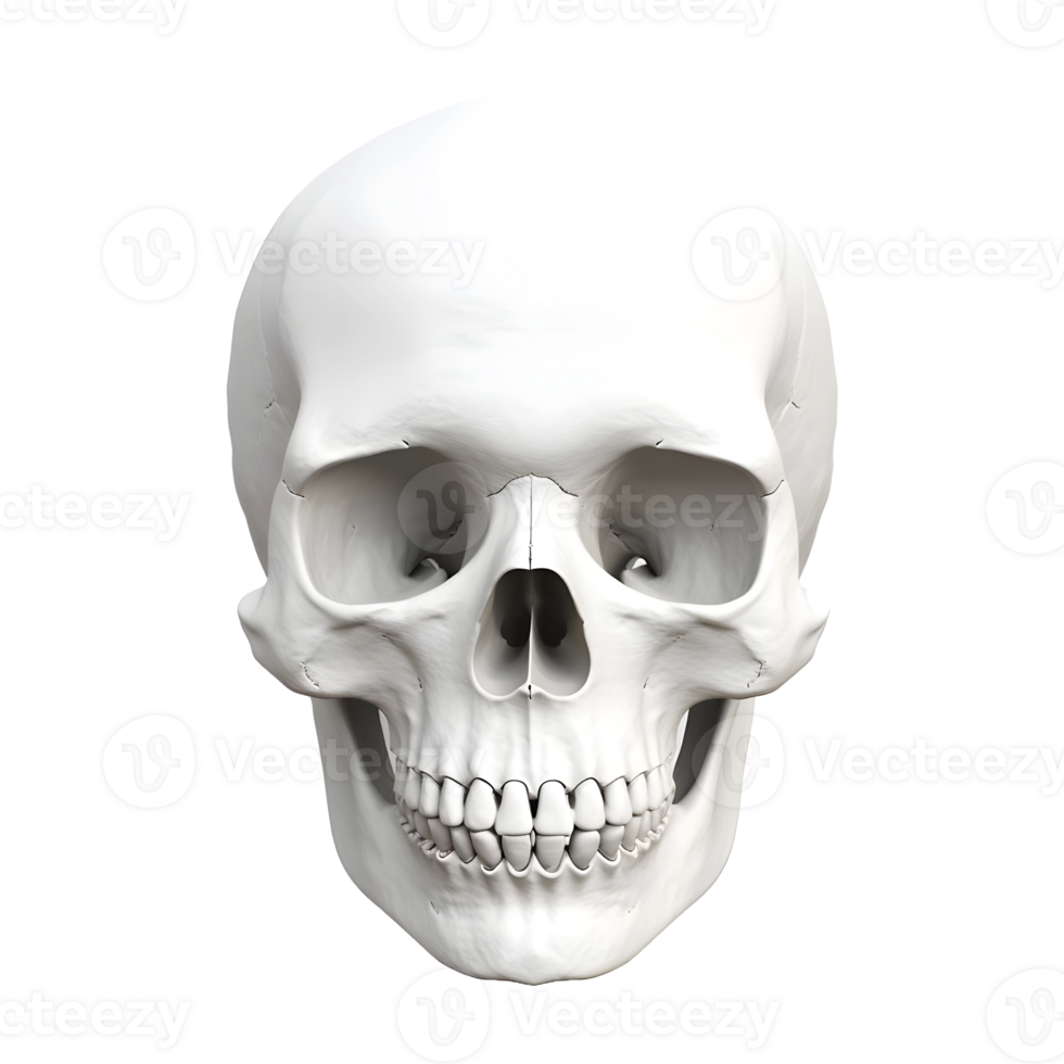 ai gegenereerd 3d renderen van een menselijk schedel Aan transparant achtergrond - ai gegenereerd png