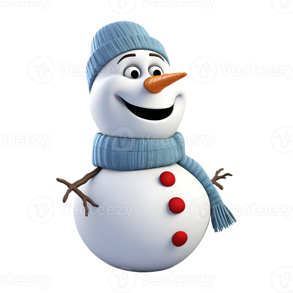 AI generated 3D Rendering of a Winter Snowman on Transparent Background - Ai Generated png