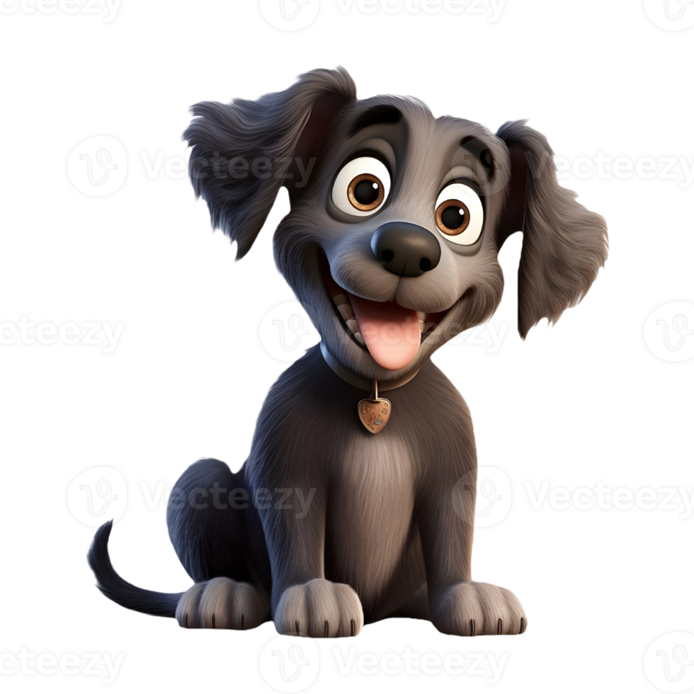 AI generated 3D Rendering of a Smiling Dog on Transparent Background - Ai Generated png