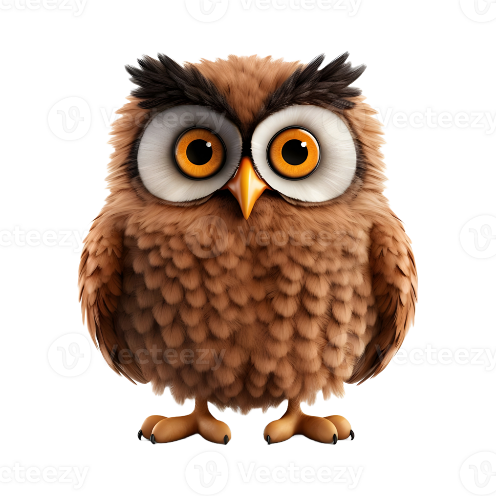 AI generated 3D Rendering of a Beautiful Owl on Transparent Background - Ai Generated png