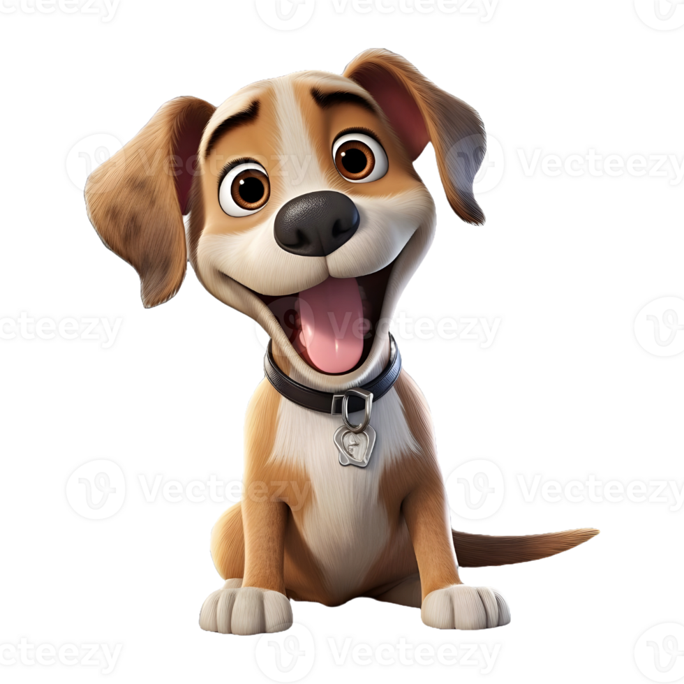 AI generated 3D Rendering of a Smiling Dog on Transparent Background - Ai Generated png