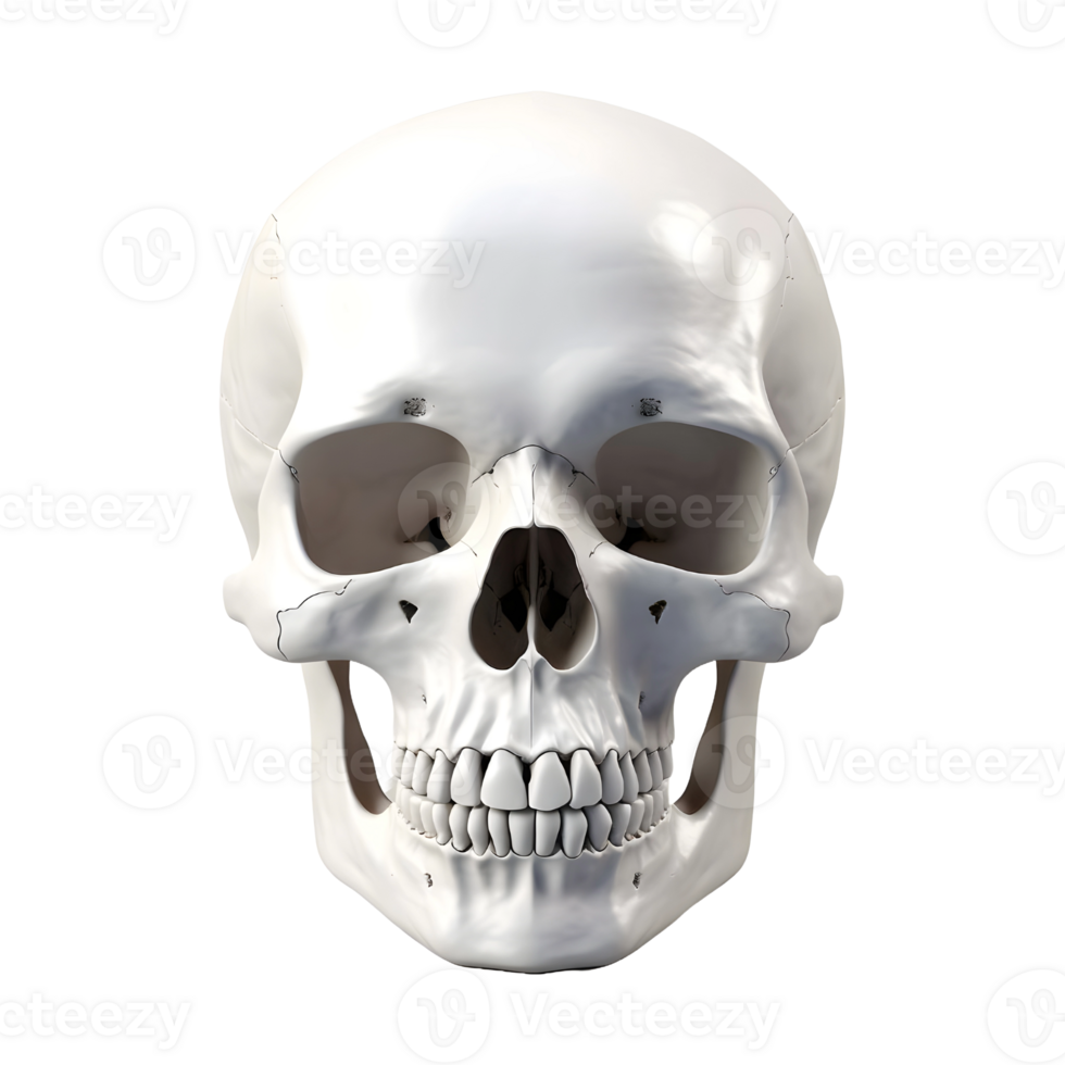 AI generated 3D Rendering of a Human Skull on Transparent Background - Ai Generated png