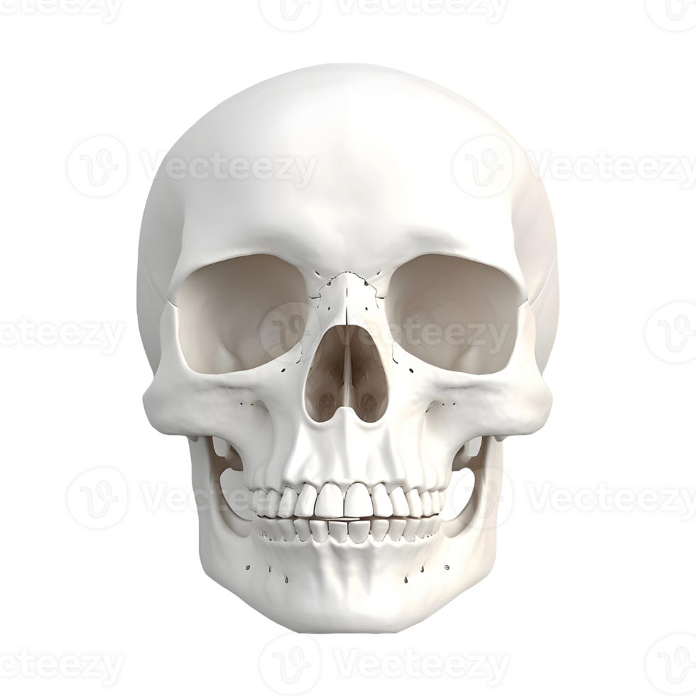 ai gegenereerd 3d renderen van een menselijk schedel Aan transparant achtergrond - ai gegenereerd png