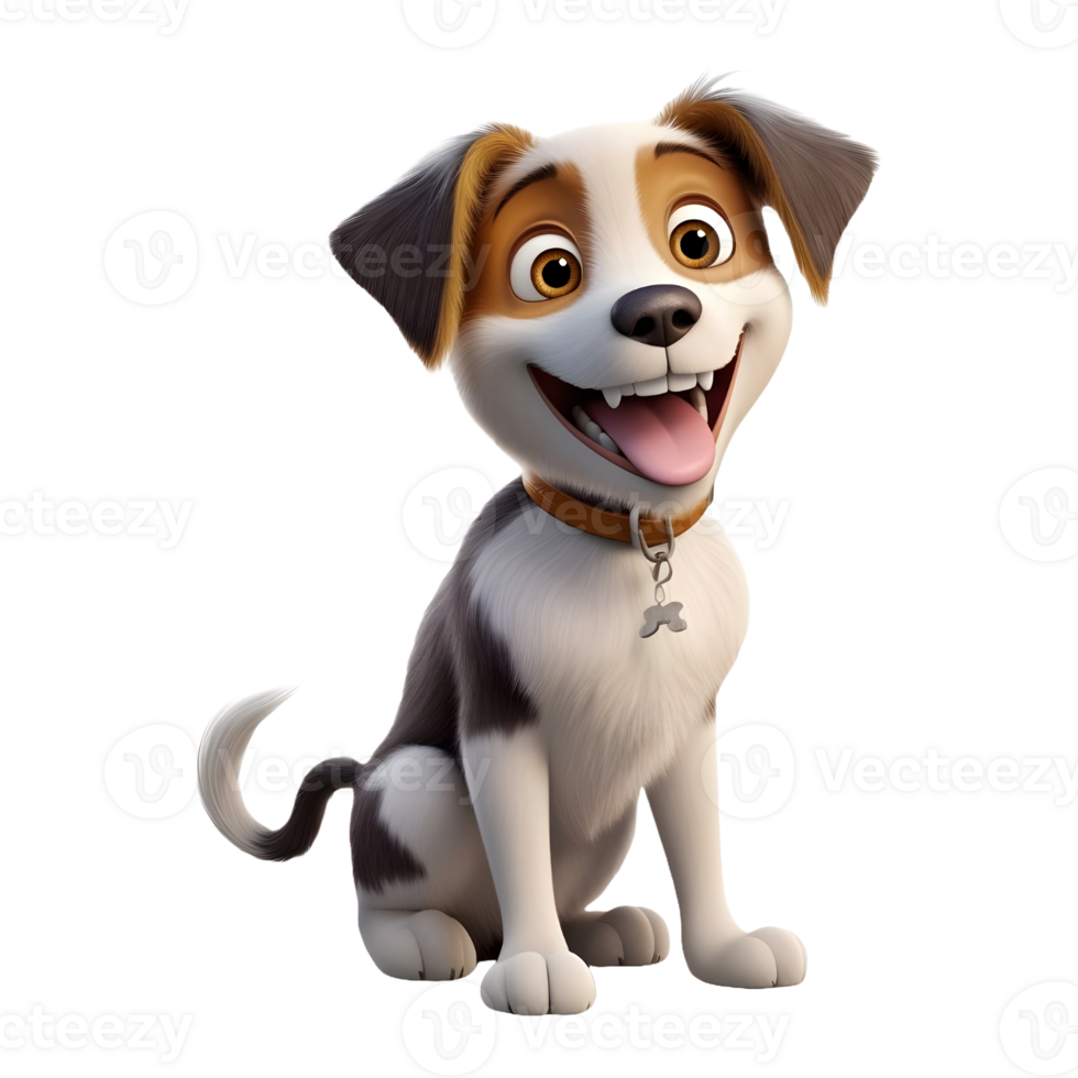AI generated 3D Rendering of a Smiling Dog on Transparent Background - Ai Generated png
